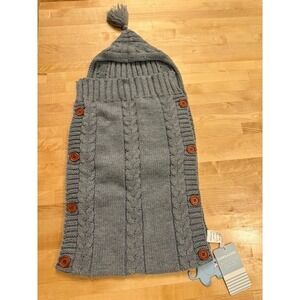 XMWEALTHY Swaddle Blanket, Gray Cable Knit Hooded Sleep Sack, MSRP $25